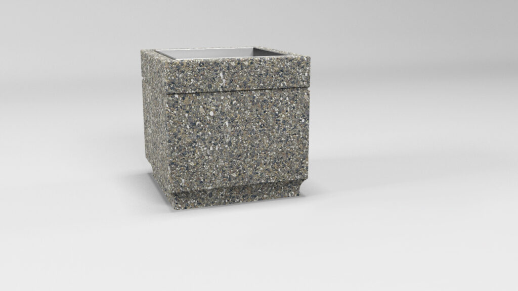 Round outdoor steel trash bin with anti-corrosion coating